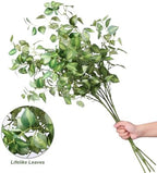 hyeflora 5pcs artificial eucalyptus leaves stem plants for, side view