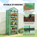 outsunny 5 tier mini greenhouse w/ screen roof, front angle view