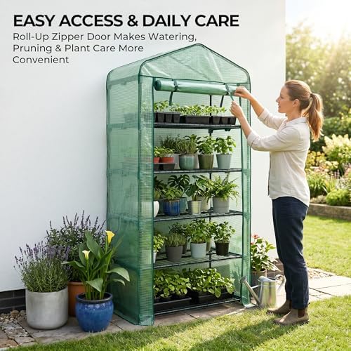 worth garden 5 tier mini sun shade greenhouse, close-up detail