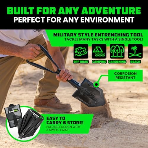 rhino usa folding survival shovel with pick, package contents