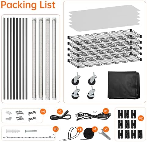bstrip indoor greenhouse with grow light oxford cover, view 9