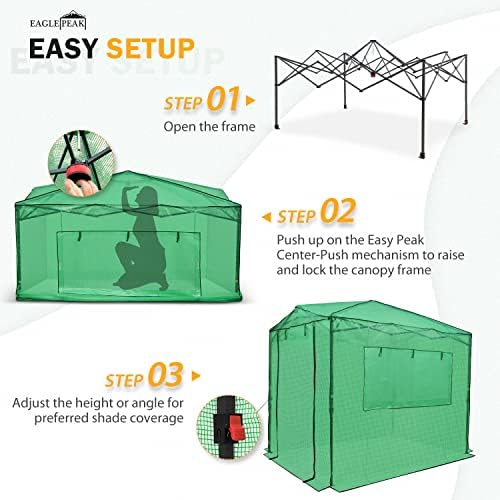 eagle peak 8'x6' portable greenhouse with two shelves, side view