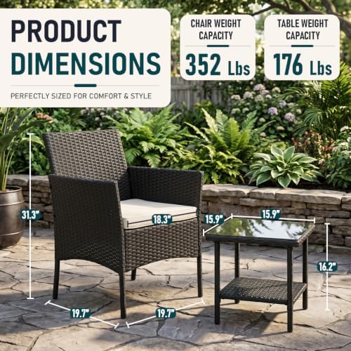 fdw 3-piece patio furniture set | black & on a desk or shelf