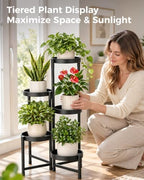 bamworld plant stand indoor outdoor 5 tier corner, close-up detail
