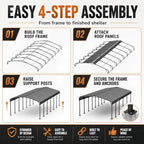 20x40 ft heavy duty metal carport with reinforced, side view