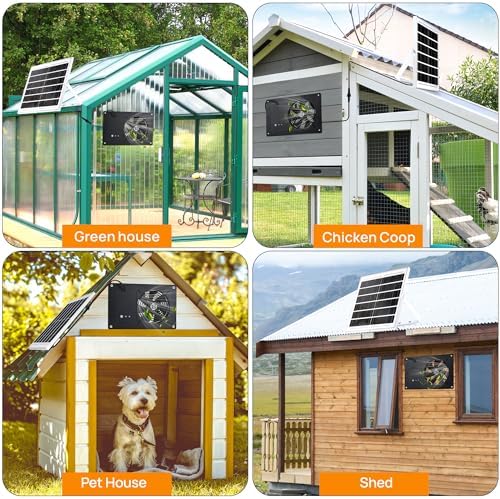 solar powered waterproof exhaust fan for chicken coop on a desk or shelf