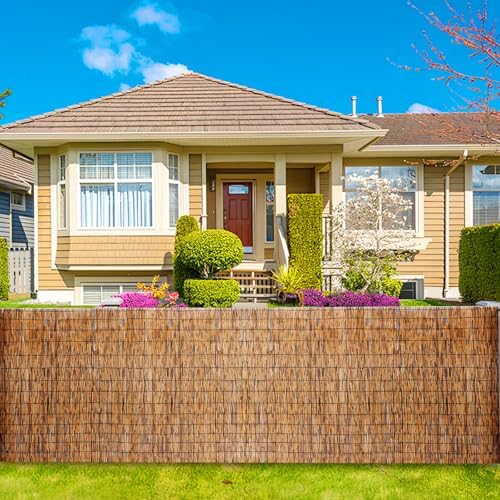 natural reed fencing rolls: privacy bamboo fence 3/4/5/6ft, front angle view