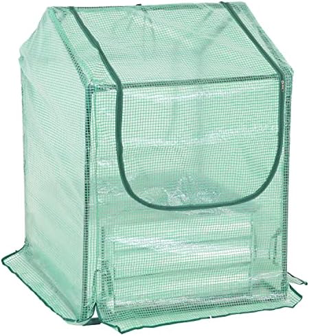sunnydaze steel raised garden bed with mini greenhouse on a desk or shelf