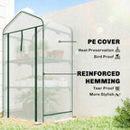outsunny 3 tier mini greenhouse w/ screen roof, side view