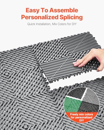 vevor interlocking drainage mat, 12” x 12” modular showing dimensions