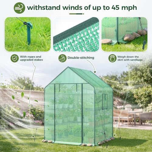 greenhouse for outdoors with screen windows, ohuhu upgraded, side view