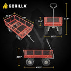 gorilla carts steel utility garden cart, 800 lb., close-up detail