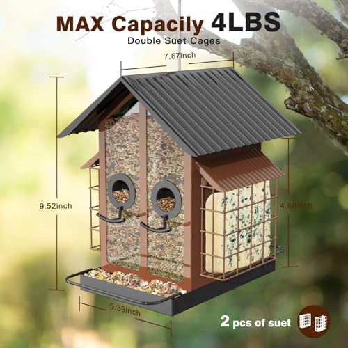flowafoli bird feeders for outdoors, metal bird feeder on a desk or shelf