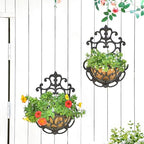 sungmor 2 pack cast iron wall hanging planter showing dimensions