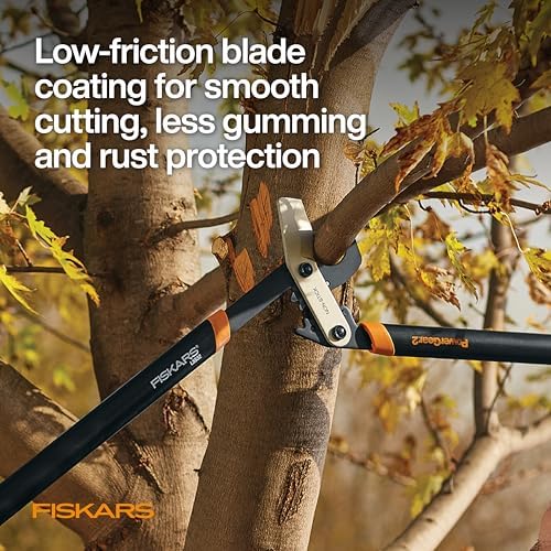 fiskars 32” powergear2 garden bypass loppers, 2" cut, side view