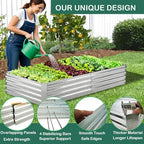 galvanized raised garden bed 8x4x1ft showing dimensions
