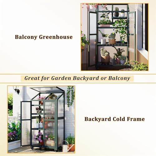 polibi wooden greenhouse, cold frame portable greenhouse with, side view