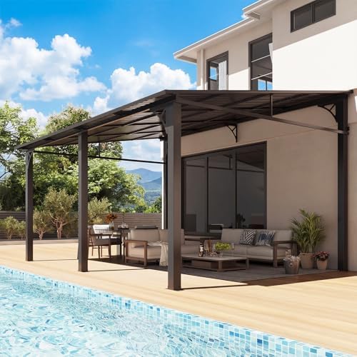 aoxun 10' x 14' lean to gazebo pergola on a desk or shelf