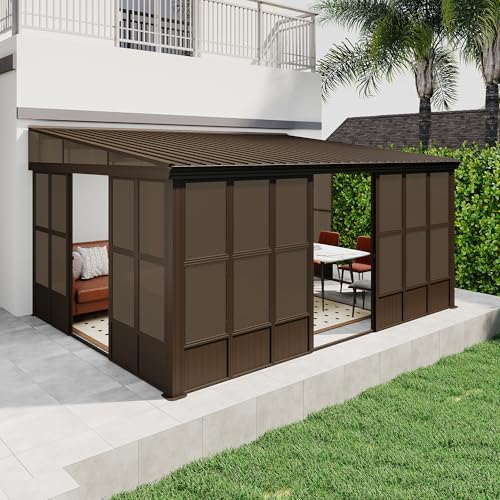 domi 12x16ft sunroom, wall mounted sunroom kit with, front angle view