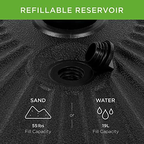 best choice products fillable umbrella base stand round shown in use