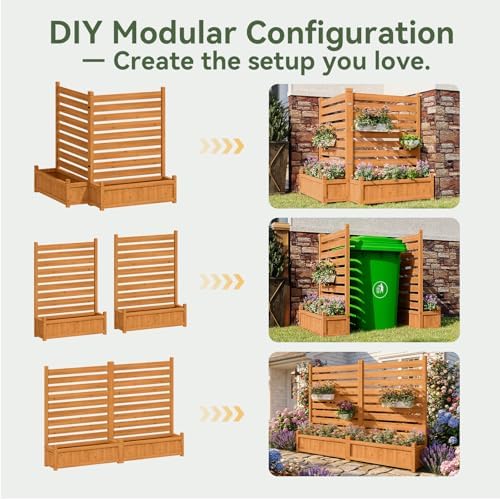 aoxun air conditioner fence, 2-panel wood privacy screen showing dimensions