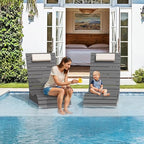 Pool Chairs Set of 2, Fade-Proof for Shallow Water with Headrest | Anti-Floating Pool lounge chairs fit 8–10in baja shelf, tanning chair, all-weather HDPS frame, non-slip build, up to 330 lbs