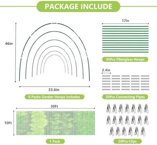 garden netting kit for raised beds, 10x30ft green, side view
