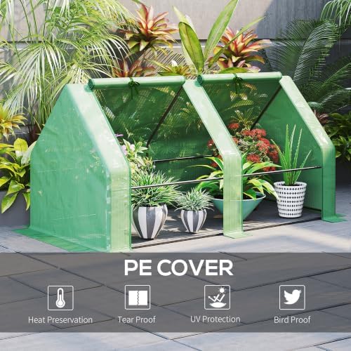 outsunny 5.9' x 3' x 3' mini greenhouse, close-up detail