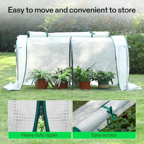 vivosun portable mini greenhouse 47x23x23-inch tunnels, pe cover, side view