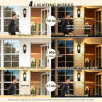 JYO 16" Motion Sensor Outdoor Wall Light Fixtures, Outdoor Wall Sconce with Seeded Glass & E26 Socket Matte Black Wall Mount Exterior Waterproof Wall Lantern for House Front Door Garage (01-BK-MA)