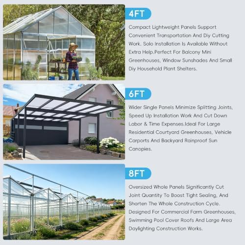 greenhouse panel, 6'ft x 2'ft x 0.24"in twin-wall, front angle view