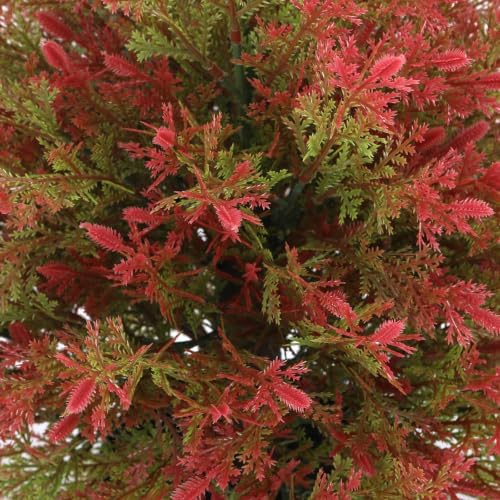 artificial fall cedar topiary trees in pot, 2, front angle view