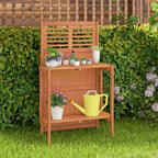 giantex folding potting bench, 2-tier gardening workstation w/storage shown in use