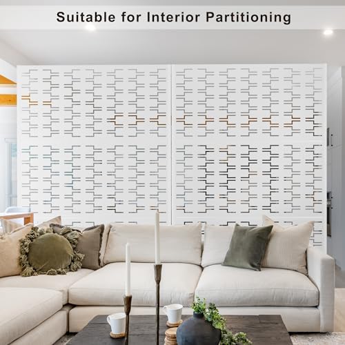 elevens metal outdoor privacy screen, freestanding outdoor divider showing dimensions