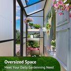 lean-to polycarbonate greenhouse 6x2 ft, black, outdoor garden, front angle view