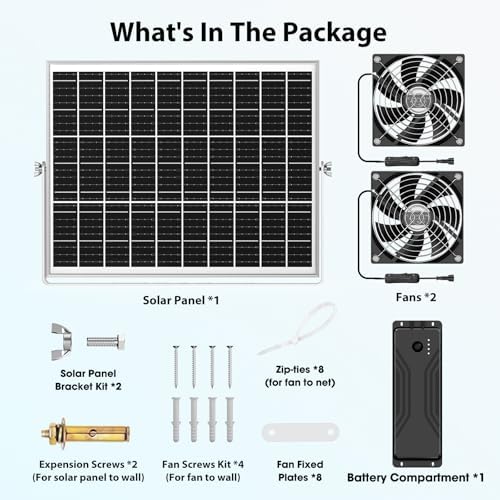 solar fan with battery, 5.5" solar fan for, front angle view