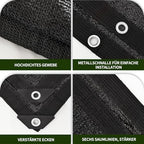 40% shade cloth for garden 12×12ft sun shade, side view