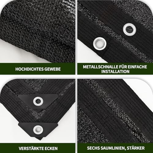 40% shade cloth for garden 12×12ft sun shade, side view