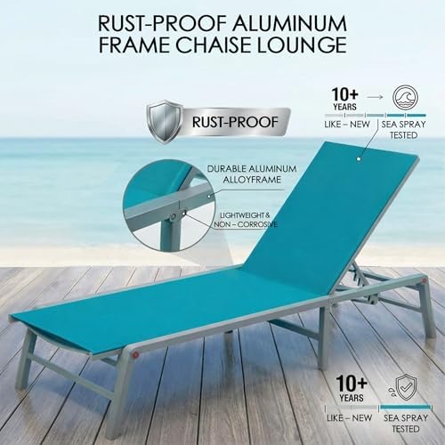 kozyard 3-pieces patio lounge set, aluminum frame, assemble-free, close-up detail