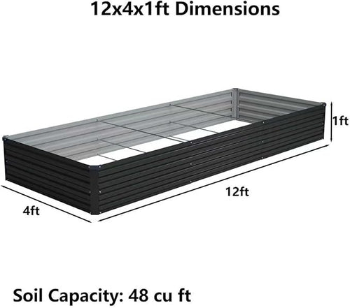 12x4x1ft(2 Pack) Galvanized Raised Garden Bed,Outdoor Planter Box Metal Patio Kit Planting Bed for Vegetables Flowers Herb,Black