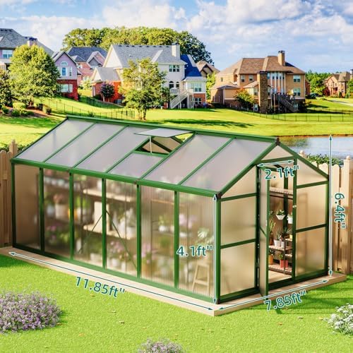 garvee 8x12 ft greenhouse - large aluminum greenhouses, close-up detail