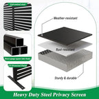 snugniture “metal privacy screen”, 72" h × 47" showing dimensions