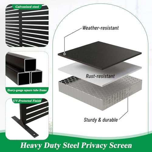 snugniture “metal privacy screen”, 72" h × 47" showing dimensions