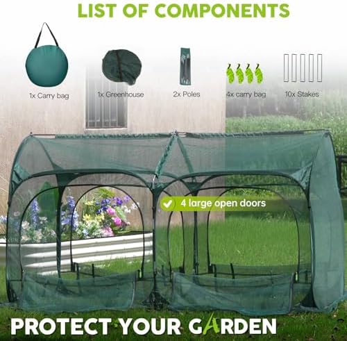 poray large 6.6x3.3ft tunnel plant netting cover, pop, side view