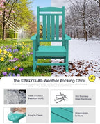 kingyes oversized outdoor rocking chair for adults, porch showing dimensions