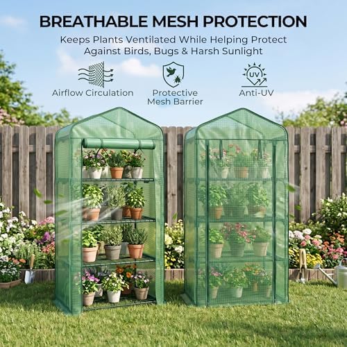worth garden 4 tier mini greenhouse - 63'' shown in use