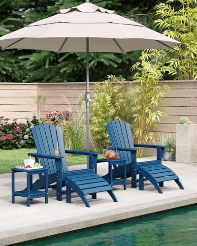 BRIOPAWS Oversized-Adirondack-Chairs Set of 2 | HDPE | All Weather | Blue | 400lbs Maximum Weight Limit, Plastic Fire Pit Chair, 22" Extra Wide Seat, Heavy Duty for Decks, Outdoor, Poolside