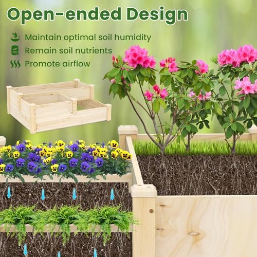 giantex raised garden bed, wood planter box for showing dimensions