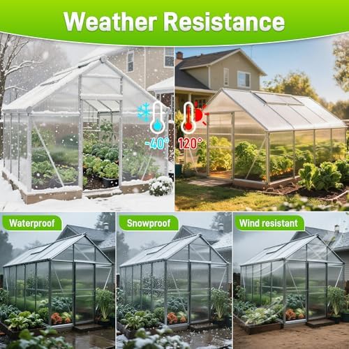 quibbay 8pcs polycarbonate greenhouse panels, 6' x 4', side view