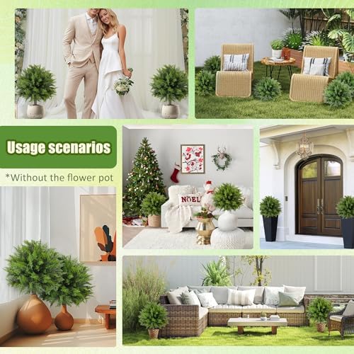 artificial cedar topiary ball tree with ground spike: on a desk or shelf